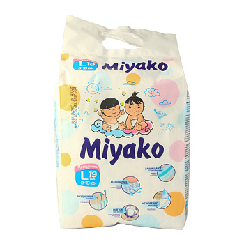 Подгузники детские Miyako 19шт L 9-13кг Подгузники детские Miyako 19шт L 9-13кг